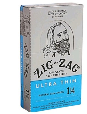 Zig Zag Ultra Thin 1 1 /4 Rolling Papers Full Box of 24 Booklets with 32 Leaves