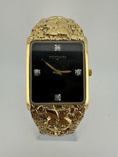 wittnauer RARE Gold Tone Nuget Vintage Men?s Dress Watch Swiss Made Black Face 