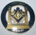 Masons Car Emblem 3 Inch Round – Masonic Auto Badge with Gold & Blue Peel Stick — photo 1