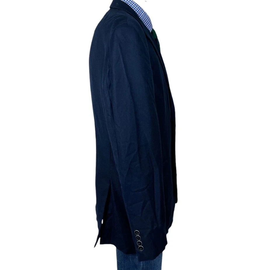 Chaqueta Blazer Saks X Loro Piana Super 120's Lana 2 Botones Azul Marino Para Hombre 44L Foto 4 de 4