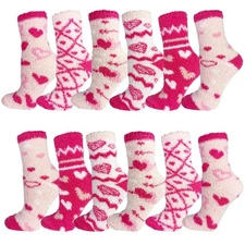 Fuzzy Socks 12 Pairs Fluffy Cozy Soft Womens Girls Plush Warm Sleep House Socks