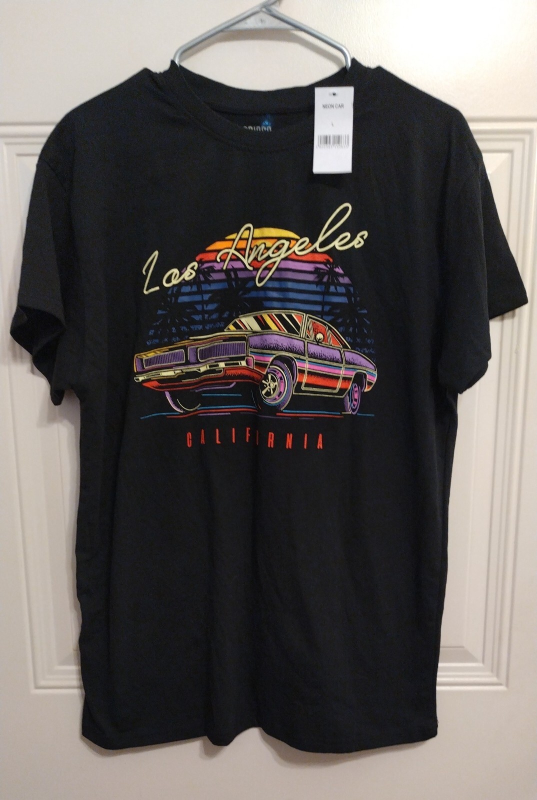 Vintage 80s Neon LA Palm Tree Shirt by Brisco Brands Size Large