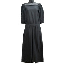 Theory Faley Mosaic Silk Jumpsuit Womens 2 Black Off The Shoulder Quiet Luxury