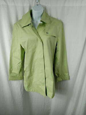 Esprit Outerwear Long Sleeve Button Front Belted  Trench Coat Green Womens Sz L