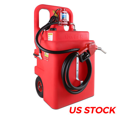 #ad 32 Gallon Portable Gasoline Diesel Fuel Caddy Tank 10GPM Electric Transfer Pump $415.99
