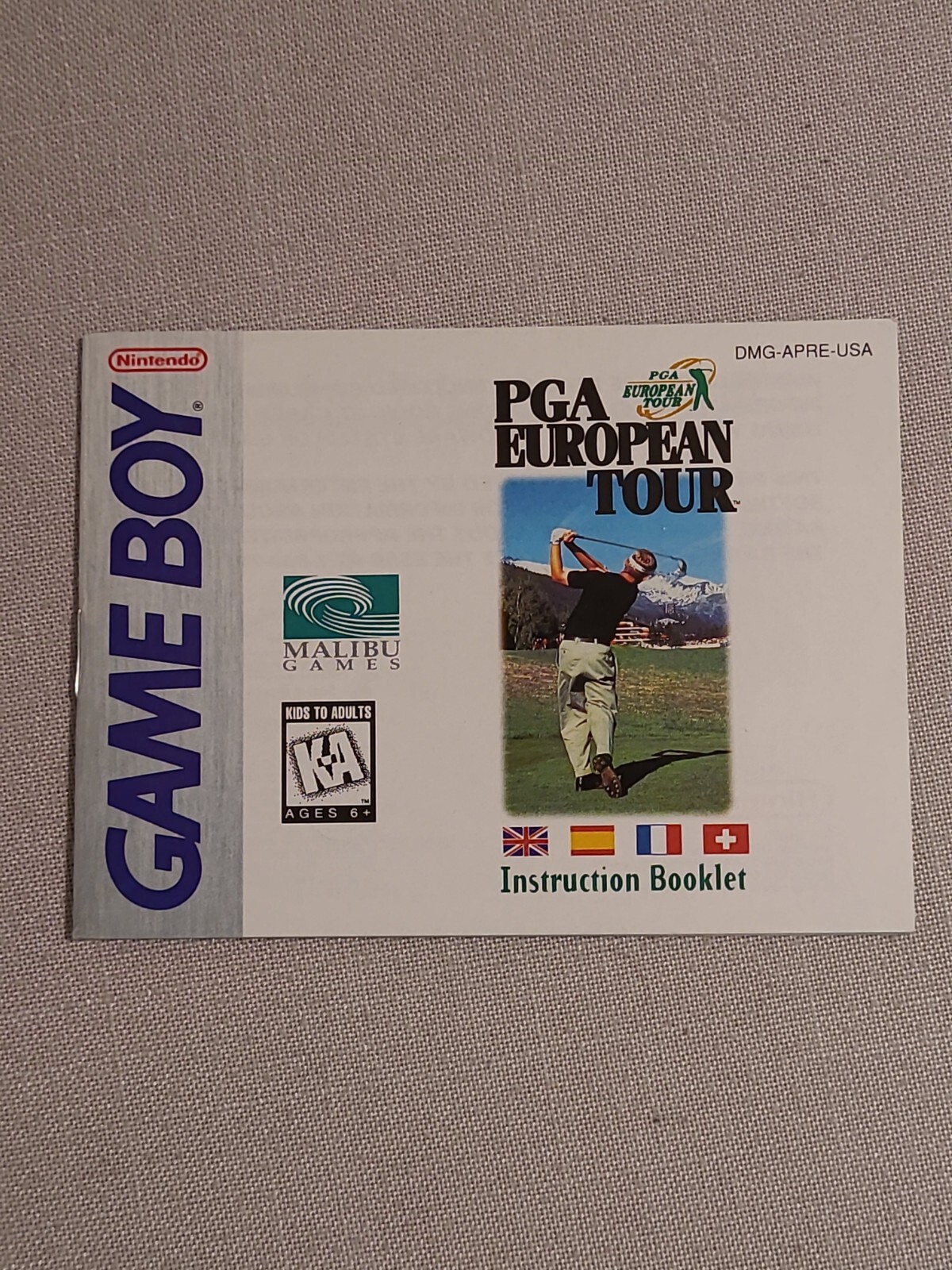 PGA European Tour (Nintendo Game Boy, 1995) MANUAL ONLY. 