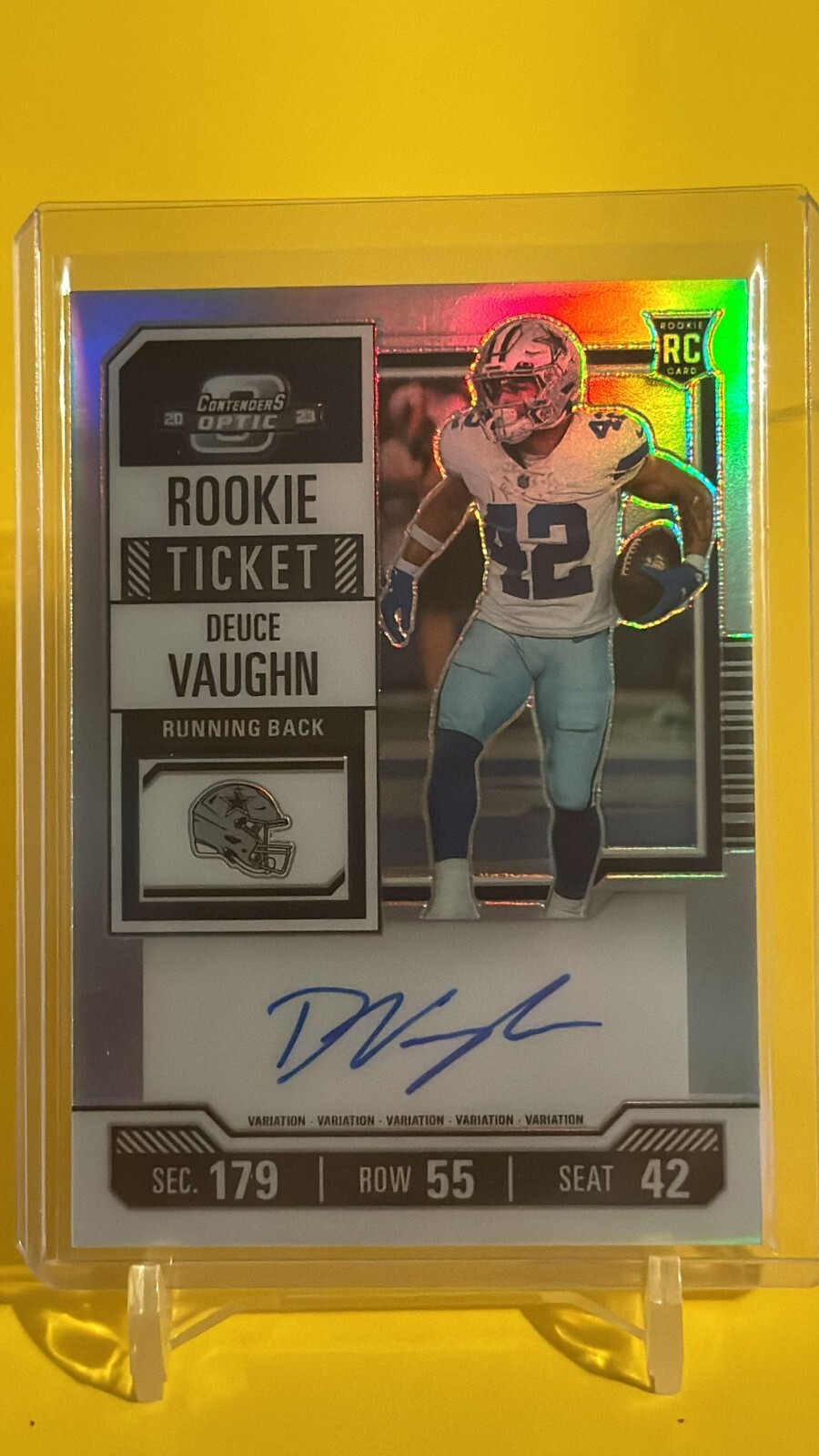 2023 Panini Contenders Optic Rookie Ticket Silver Prizm Deuce Vaughn Autograph