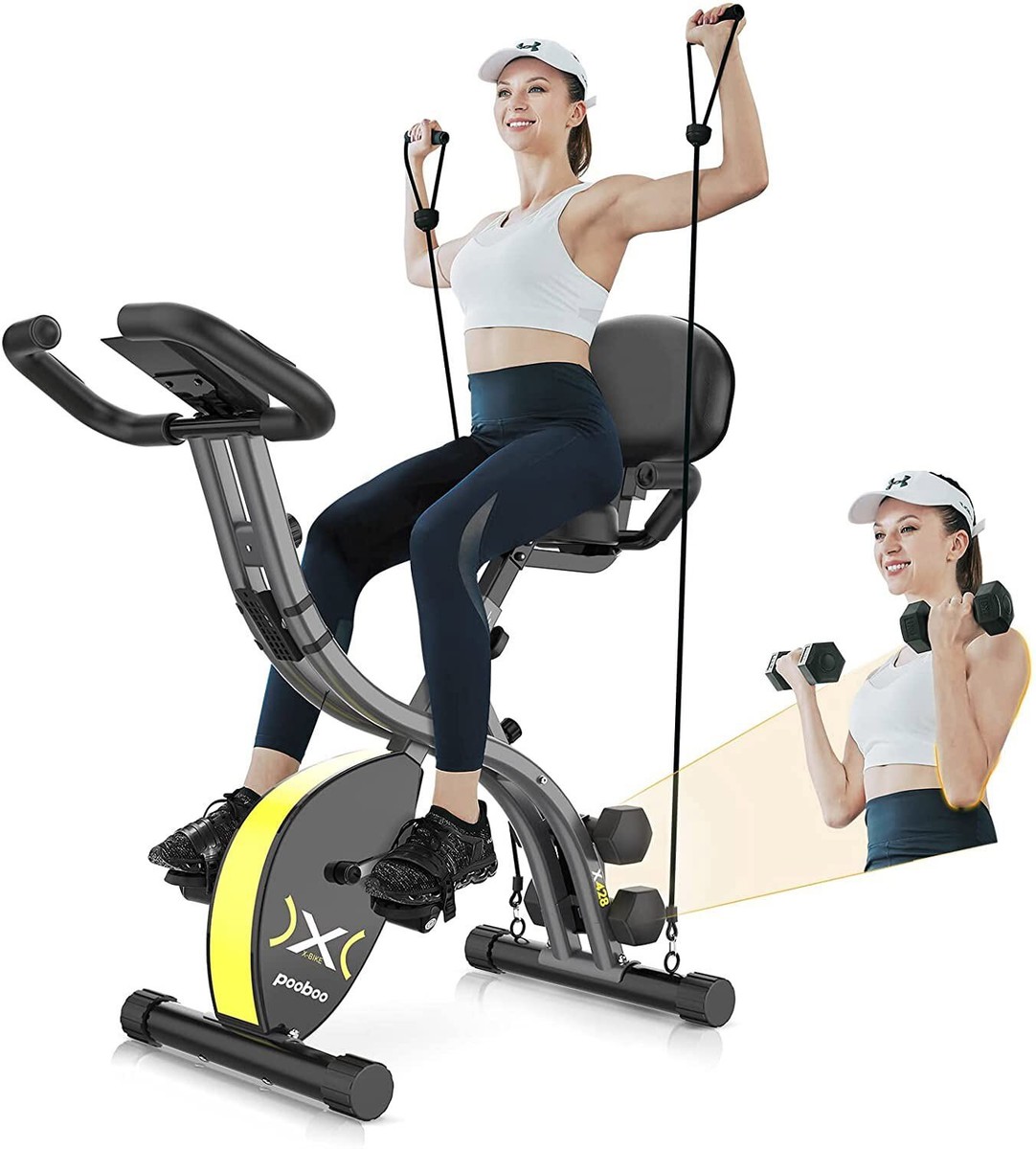 Pooboo X42801-UP 3in1 Folding Magnetic Exercise Bike Cycling Bikes