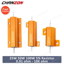 2Pcs 25W 50W 100W Watte High Power Aluminum Housed Metal Case Wirewound Resistor