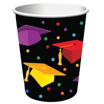 Graduation Fest 9 oz Paper hot cold Cups 18 ct ''Congratulations Grad'' Party