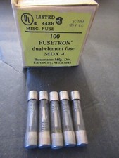 Five 5 BUSS MDX-4 MDX4 BUSSMANN FUSES 125V Slow blow NEW NOS
