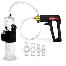 LeLuv MAXI Vibrating Penis Pump Black/Grey  9" or 12" x 1.35"-5.0"  4 C. Rings