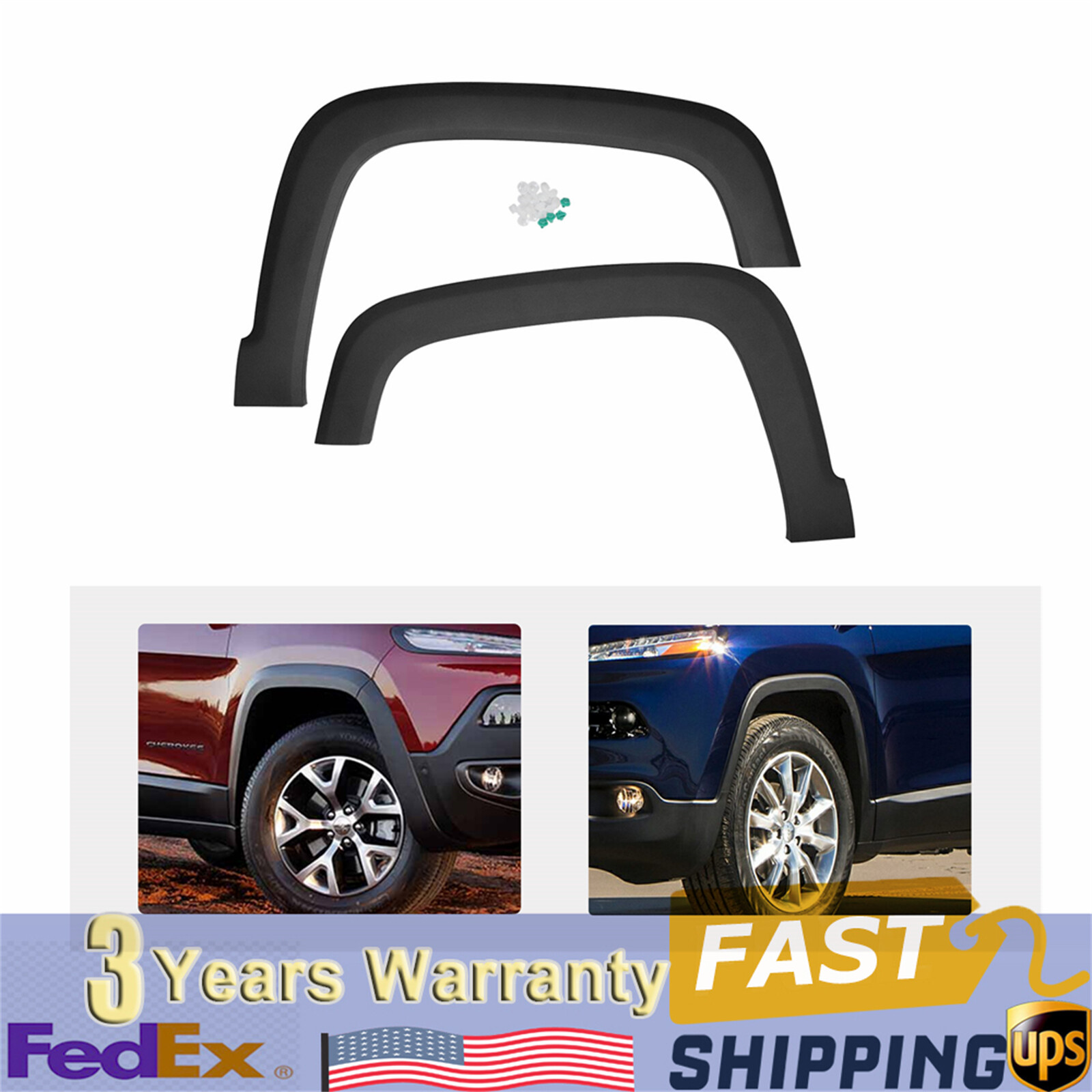 Front Fender Flare Molding Left & Right Side Replace For Jeep Cherokee 2014-2018