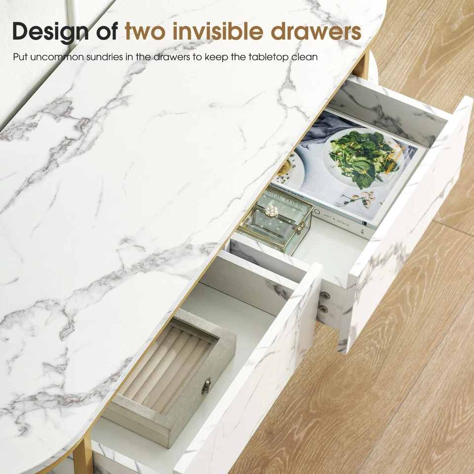 Ivinta Console Table with Storage Shelf, Sofa Table with Gold Legs for Entryway - Image 4 of 4