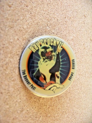 Denver Broncos Ray Crockett lapel pin Denver Post 9News 850 KOA