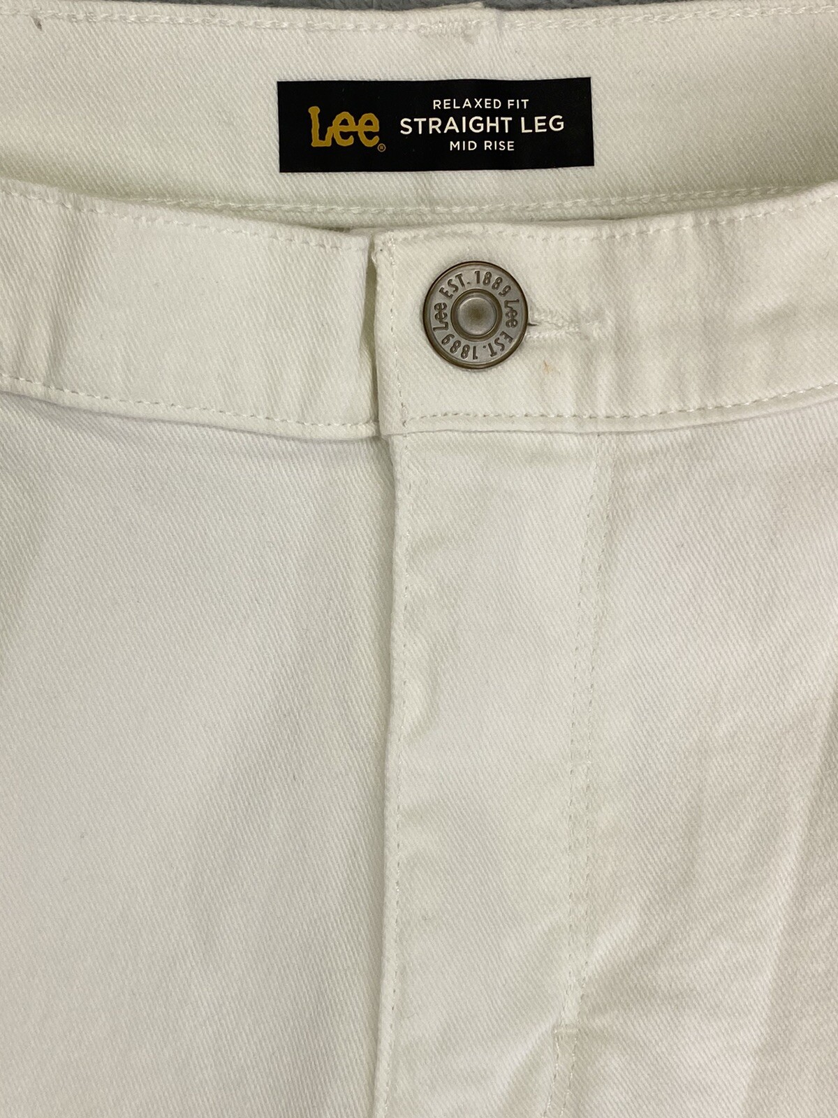 LEE Womens RELAXED FIT Straight Leg MID RISE White Denim Jeans Size 12 Short eBay