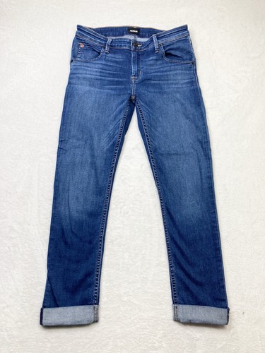 Hudson Jeans Womens 28 Bacara Blue Fade Straight Crop Cuffed Mid Rise Stretch