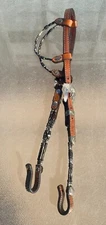 Fancy Horse Show Headstall Double One Ear Bridle 3 pc Silver buckles both sides