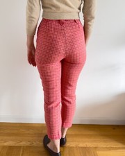 1950s H Bar C Side Zip Pink Plaid Trousers 50s