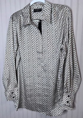 Lane Bryant Womens TOP 18 20 Ivory Black Checked Buttons Career Quality NEW