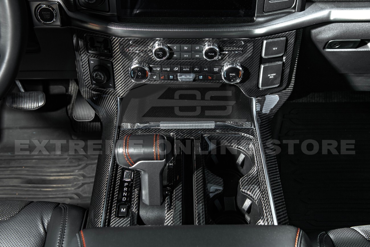 For 21-Up Ford F-150 CARBON FIBER Interior Center Console Side Panel Trim Cover