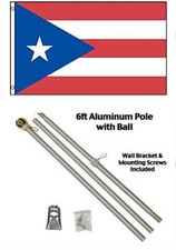 2x3 2'x3' Puerto Rico Flag Aluminum Pole Kit Gold Ball Top