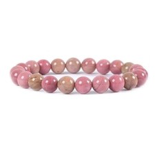 Pink Rhodonite  beaded bracelet Stretch Elastic Handmade Gemstone Beds Reiki