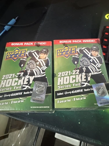 Lot of 2: Upper Deck 2021-22 Hockey Series Two Blaster Box with Bonus Pack
