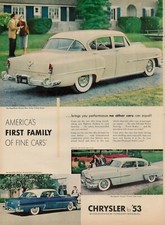 1953 Chrysler New Yorker 4 Door Sedan Car Vintage Print Ad 50s Auto Windsor Delu