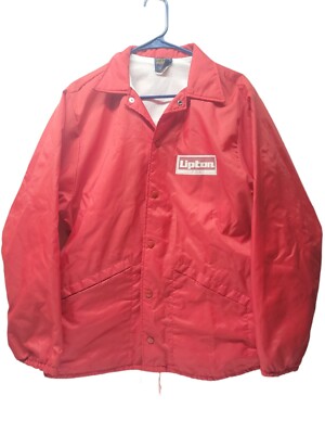 VTG Red Windbreaker Hilton Active LIPTON TEA Medium Advertising snap MADE IN USA