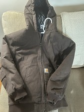 Carhartt Washed Brown Duck Quilt-Lined Active Jacket Vintage Youth Large 14-16 