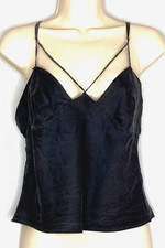 Vintage black silk camisole M VICTORIA'S SECRET sleeveless tank top cross shirt
