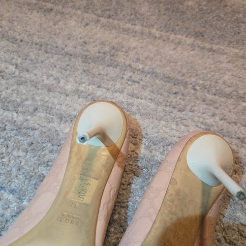 Gucci Peep Toe GG Mauve Dusty Pink Heels Euro Size 41 US Sz11 - Picture 11 of 15