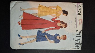 Vintage Schnittmuster Style 4774 70er Jahre Maxikleid Größe 10 Brustweite 32,5