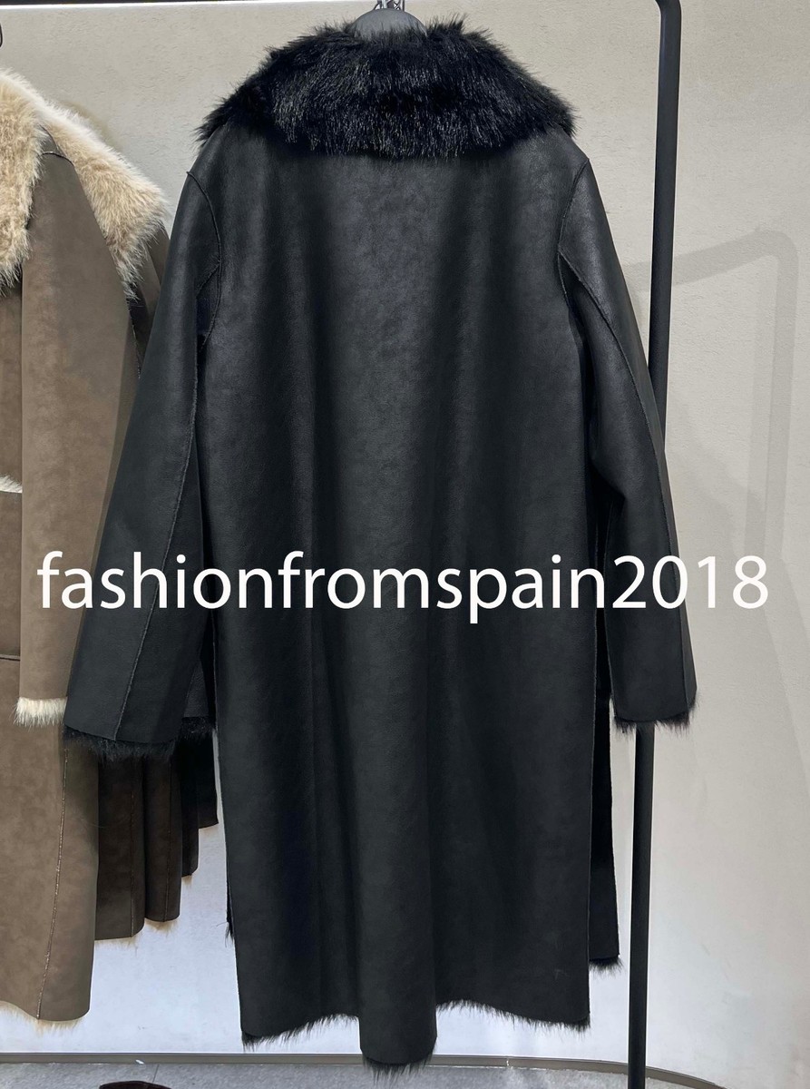 ZARA NEW WOMAN REVERSIBLE FAUX FUR DOUBLE-FACED COAT BLACK XS-XXL