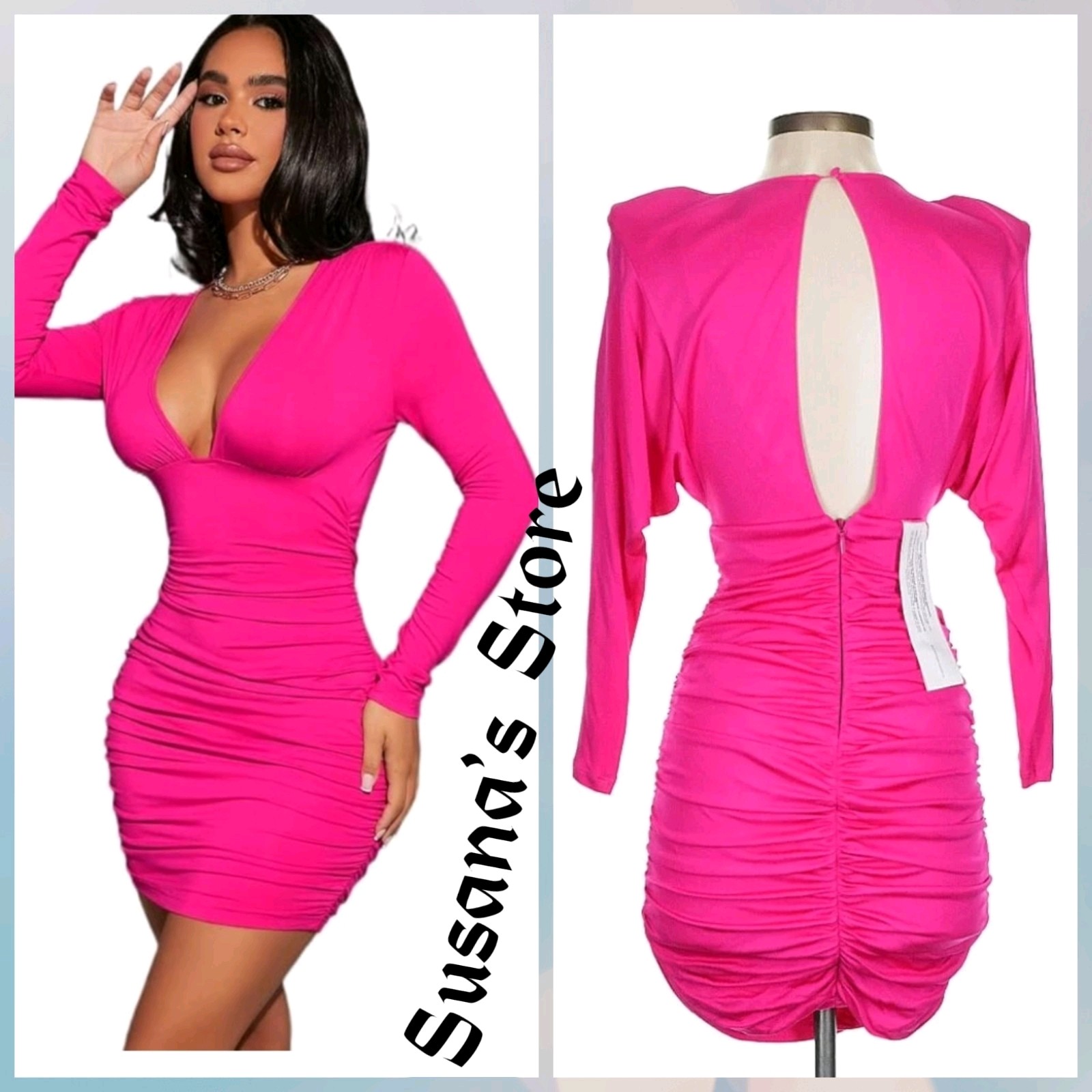 Nwt Bcbg Maxazria Size Xxs V-Neck Long Sleeve Ruched Bodycon Dress