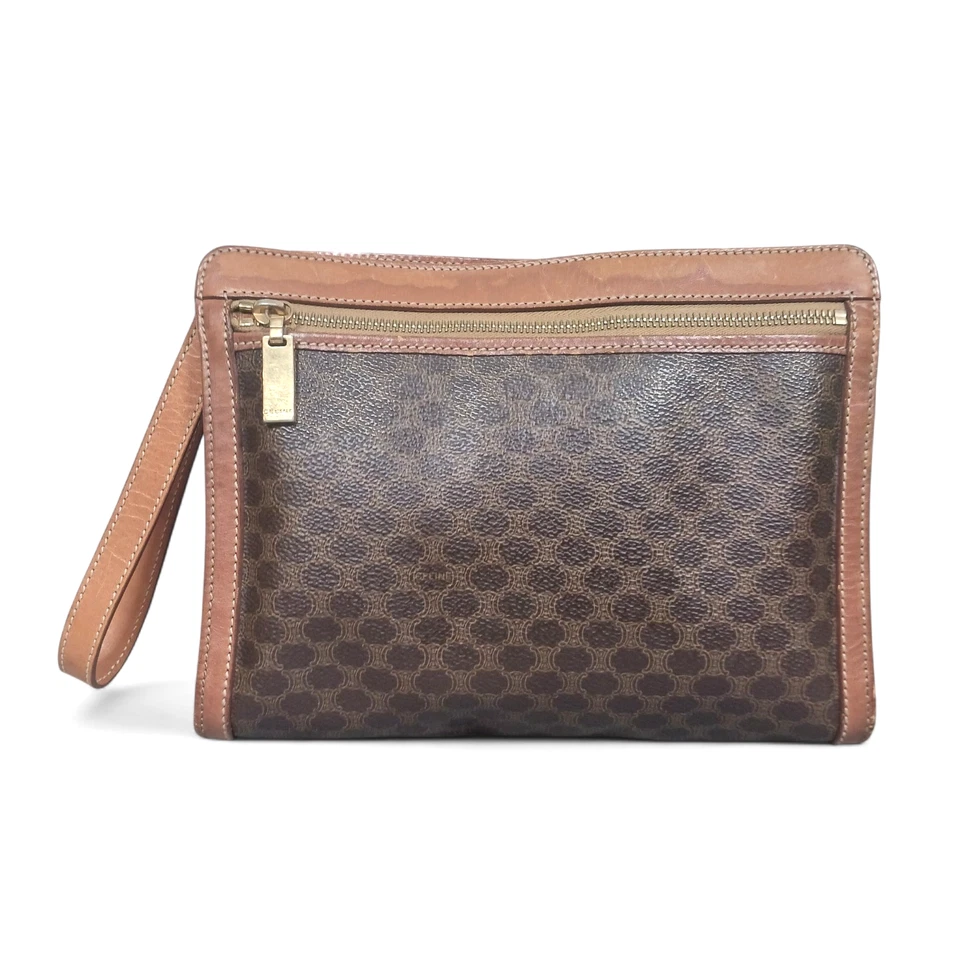 Подлинный винтажный CELINE Macadam клатч коричневый б/у Италии - Изображение 2 из 4