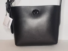 $285 KURT GEIGER LONDON SM DRENCH CHELSEA BLACK LEATHER EAGLE BUCKET BAG NWT