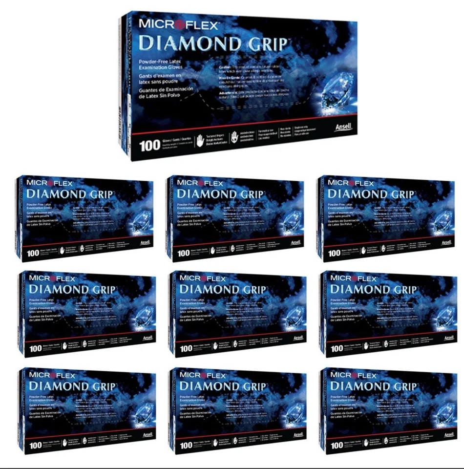 Microflex MF300XL-10 Diamond Grip Exam Gloves, PF Latex, XLarge (Pack of 1000)