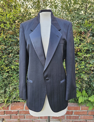 Vintage 90s Y2K 2000s Christian Dior Black Tuxedo Jacket Satin Lapel 38/M