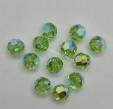 6pc Swarovski Crystal Peridot AB2X 8mm Faceted Round 5000 Beads; Green