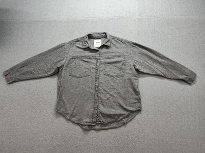Aerie Shirt Womens Small Gray Button Front Long Sleeve Twill Casual Relaxed Top