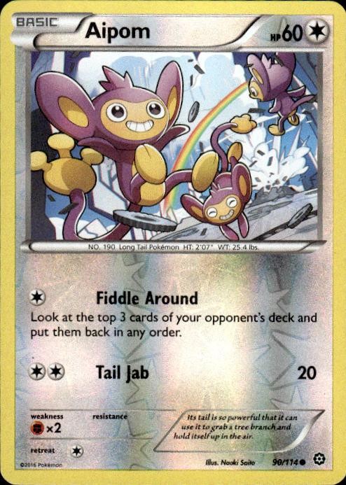 Pokemon Reverse Holo Aipom XY - Steam Siege 90/114 LP