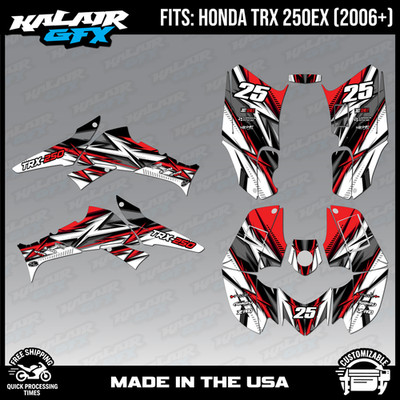 Graphics Kit for HONDA TRX 250EX (2006+) 16MIL SHRED-Red