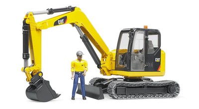 CAT Mini Excavator with Worker Figure