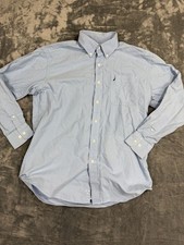 Nautica Mens Classic Fit Light Blue Button-Down Oxford Shirt Size 16 32/33