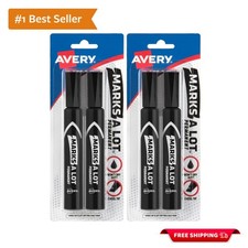 Quick-Dry Chisel Tip Black Permanent Markers - 2 Pack, Perfect for Any Surface