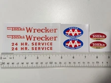Mighty Tonka Wrecker Replacement Sticker Set 1970-1973 Red On Clear Background