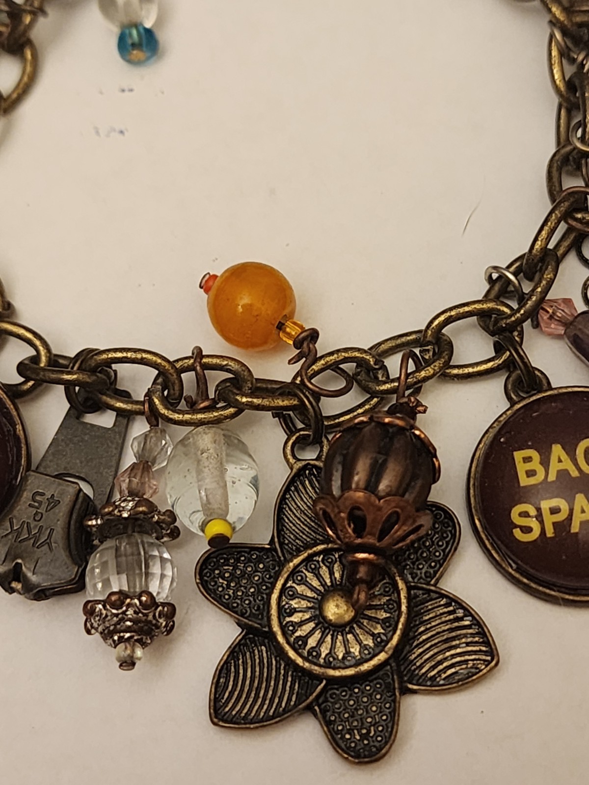 Handmade Found Objects Charm Bracelet, Dice, Type… - image 3