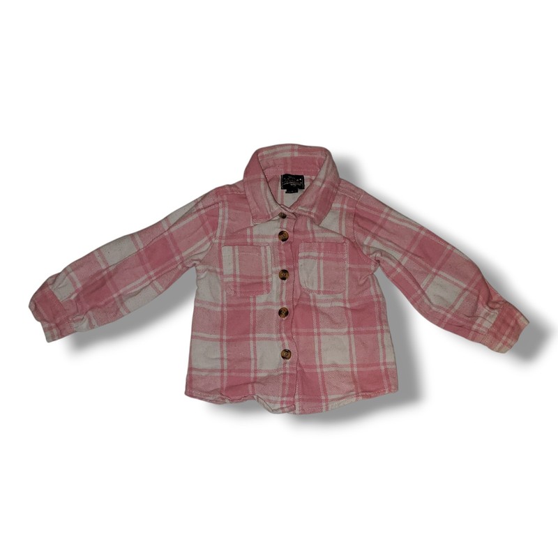 Girl's My Destiny Pink & White Flannel Button Up Shirt. Size 4